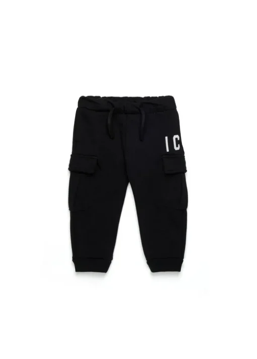 Dsquared2 Kids Pantaloni in Tuta Neri con Stampa per Neonati