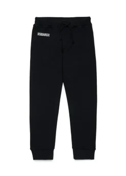 Dsquared2 Kids Pantaloni in Felpa Neri Sport EDTN per Bambini