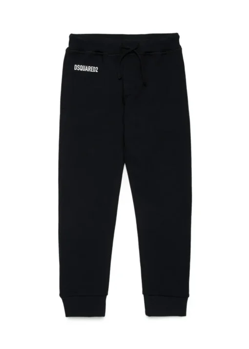 Dsquared2 Kids Pantaloni in Felpa Neri Sport EDTN per Bambini