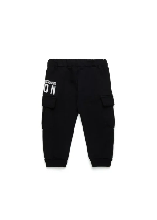 Dsquared2 Kids Pantaloni in Tuta Neri con Stampa per Neonati
