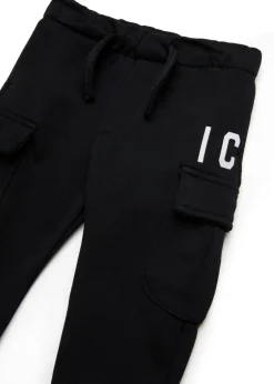 Dsquared2 Kids Pantaloni in Tuta Neri con Stampa per Neonati