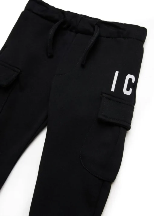 Dsquared2 Kids Pantaloni in Tuta Neri con Stampa per Neonati