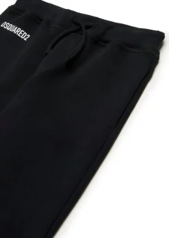 Dsquared2 Kids Pantaloni in Felpa Neri Sport EDTN per Bambini