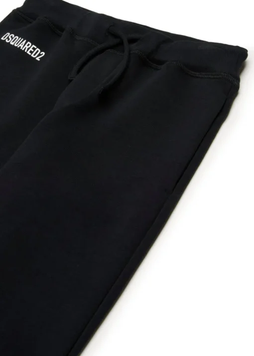 Dsquared2 Kids Pantaloni in Felpa Neri Sport EDTN per Bambini
