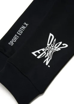 Dsquared2 Kids Pantaloni in Felpa Neri Sport EDTN per Bambini