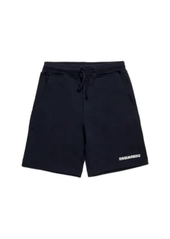 Dsquared2 Kids Short Neri con Logo per Bambini