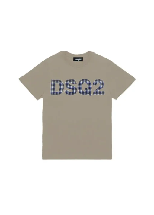 Dsquared2 Kids T-shirt Beige con Ricamo Logo per Bambini