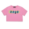 Dsquared2 Kids T-shirt Crop Fucsia con Logo Boxed per Bambine