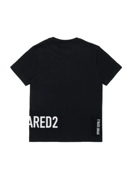 Dsquared2 Kids T-shirt Nera con Applicazione Leaf Strass per Bambine