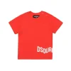 Dsquared2 Kids T-shirt Rossa con Logo Effetto Wave per Neonati