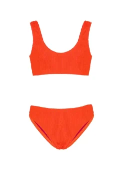 EffeK Costume Bikini a Fascia Corallo Fluo per Bambine