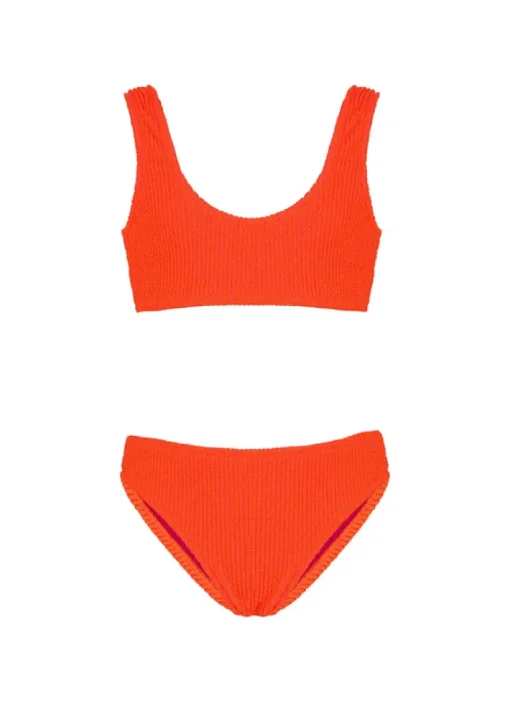EffeK Costume Bikini a Fascia Corallo Fluo per Bambine