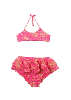 Effek Costume Bikini a Fascia Fantasia Fucsia con Ruches per Neonate