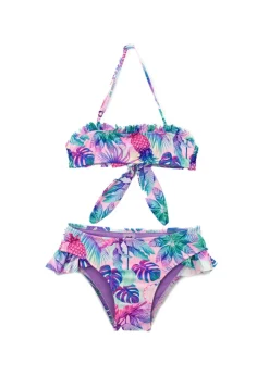 Effek Costume Bikini a Fascia Fantasia Floreale per Bambine