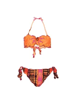 Effek Costume Bikini a Fascia Fantasia Arancione per Bambine