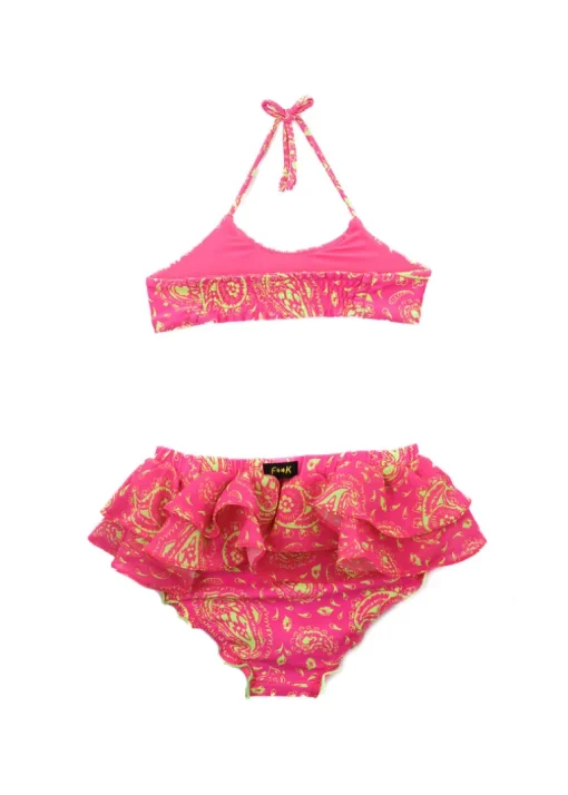 Effek Costume Bikini a Fascia Fantasia Fucsia con Ruches per Neonate