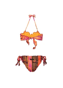 Effek Costume Bikini a Fascia Fantasia Arancione per Bambine