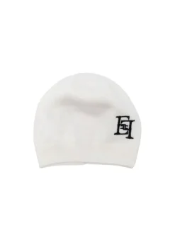 Elisabetta Franchi La Mia Bambina Cappello Avorio/Nero con Logo per Bambine