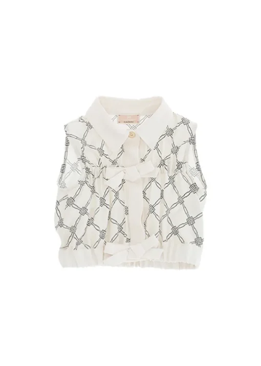 Elisabetta Franchi La Mia Bambina Camicia Burro/Nero con Fiocchi per Neonate