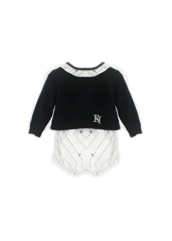 Elisabetta Franchi La Mia Bambina T-shirt Nera con Culotte per Neonate
