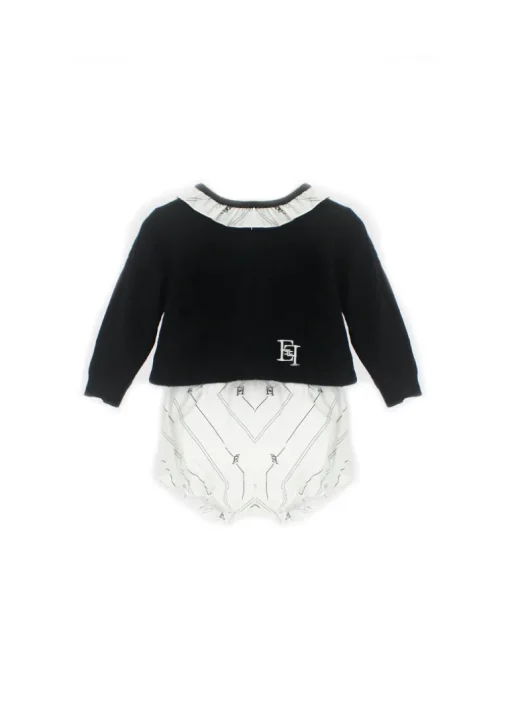 Elisabetta Franchi La Mia Bambina T-shirt Nera con Culotte per Neonate