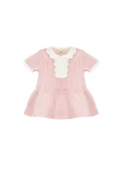 Elisabetta Franchi La Mia Bambina Abito Rosa/Avorio con Logo per Neonate