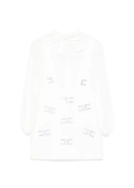 Elisabetta Franchi La Mia Bambina Camicia con Salopette Bianco con Strass per Bambine