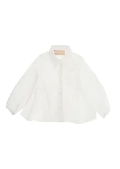 Elisabetta Franchi La Mia Bambina Camicia Panna con Applicazione Fiori per Neonate