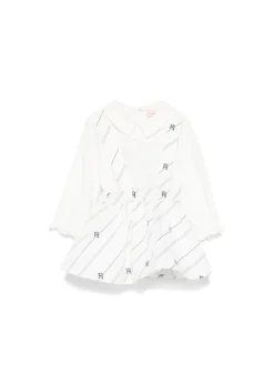 Elisabetta Franchi La Mia Bambina Salopette con Camicia Bianco/Nero per Neonate