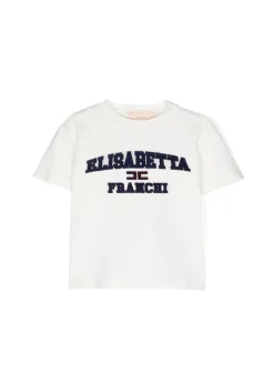 Elisabetta Franchi La Mia Bambina T-shirt Avorio con Ricamo per Neonate