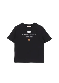 Elisabetta Franchi La Mia Bambina T-shirt Nero/Avorio con Stampa per Neonate