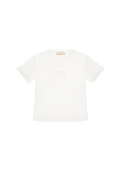 Elisabetta Franchi La Mia Bambina T-shirt Panna con Ricamo Ajour per Neonate