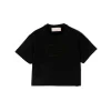 Elisabetta Franchi La Mia Bambina T-shirt Crop Nera con Ricamo EF per Neonate