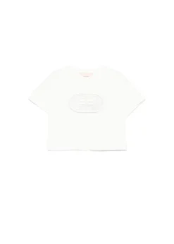 Elisabetta Franchi La Mia Bambina T-shirt Crop Panna con Ricamo EF per Neonate