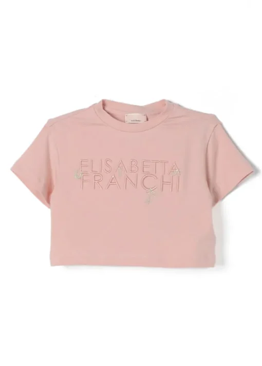 Elisabetta Franchi La Mia Bambina T-Shirt Crop Rosa