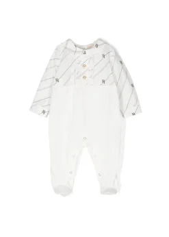 Elisabetta Franchi La Mia Bambina Tutina Avorio/Nero con Logo per Neonate