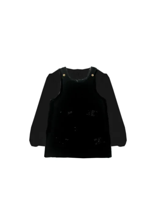 Elisabetta Franchi La Mia Bambina Abito Nero con Strass con Camicia per Neonate