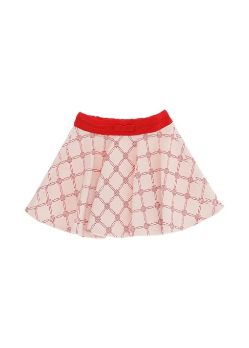 Elisabetta Franchi La Mia Bambina Gonna Rosa/Rossa con Fiocchetto per Neonate