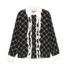 Elisabetta Franchi La Mia Bambina Camicia con Ruches Nero/Avorio per Bambine