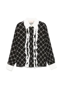 Elisabetta Franchi La Mia Bambina Camicia con Ruches Nero/Avorio per Bambine