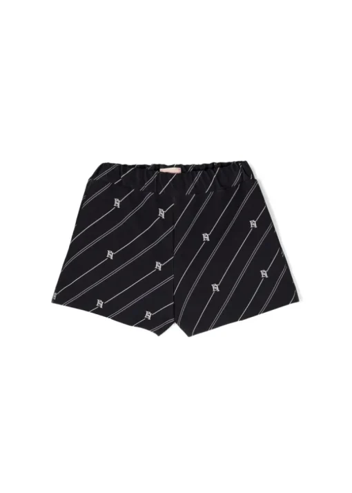 Elisabetta Franchi La Mia Bambina Shorts Neri con Stampa Logo per Neonate