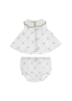 Elisabetta Franchi La Mia Bambina Cosacca e Coulotte Avorio/Nero per Neonate