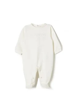 Elisabetta Franchi La Mia Bambina Tutina Panna con Ricamo Logo per Neonate