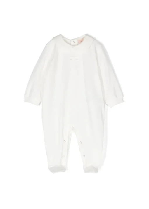 Elisabetta Franchi La Mia Bambina Tutina Panna con Logo per Neonate
