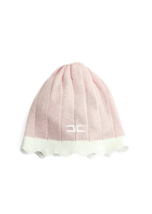 Elisabetta Franchi La Mia Bambina Cappello Rosa/Avorio con Logo per Neonate