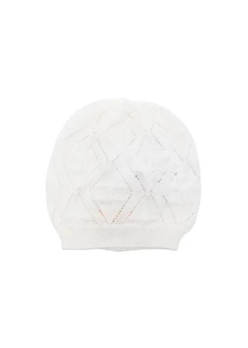 Elisabetta Franchi La Mia Bambina Cappello Panna Pointelle per Neonate