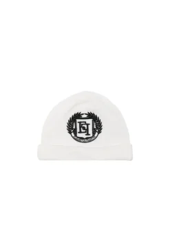 Elisabetta Franchi La Mia Bambina Cappello Avorio/Nero con Logo per Neonate
