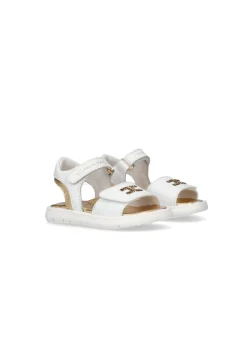 Elisabetta Franchi La Mia Bambina Sandalo Bianco con Strass Logo per Neonate