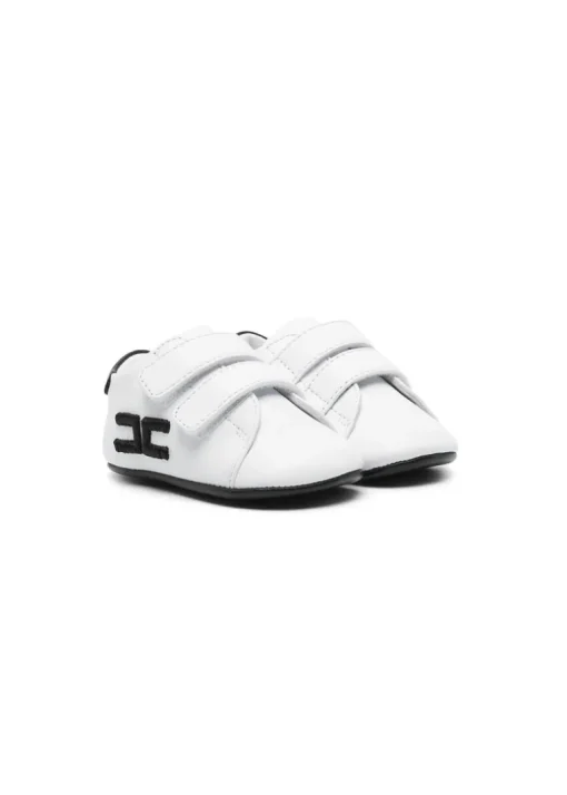 Elisabetta Franchi La Mia Bambina Scarpine Primi Passi Bianco/Nero con Logo Ricamato