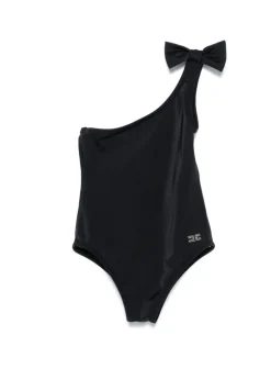 Elisabetta Franchi La Mia Bambina Costume Monokini Nero con Logo per Bambine